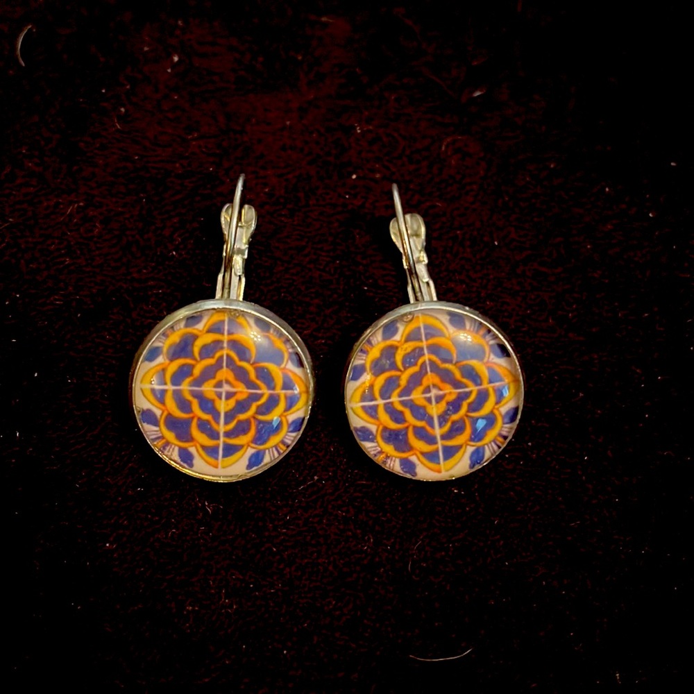 Portuguese tile design earrings